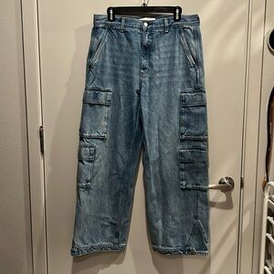 Aritzia Denim Forum The 90s Millie High Rise Cargo Jean 7 yrs taboo